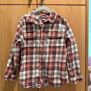 Tea Collection Red and White Button Down Shirt Plaid